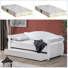 Resim Setaymobilya Yavrulu Yatak, Taht Yavrulu Karyola Beyaz + 2 Comfort Yatak 