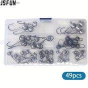Resim JSFUN 49 Adet Yüksek Kaliteli Kurşun Başlı Karbon Çelik Yumuşak Yem Kancaları, Kutulu Balıkçılık Tutucuları ile Balıkçı Meraklıları İçin İdeal Hediye 