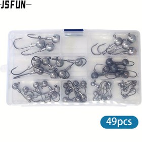 Resim JSFUN 49 Adet Yüksek Kaliteli Kurşun Başlı Karbon Çelik Yumuşak Yem Kancaları, Kutulu Balıkçılık Tutucuları ile Balıkçı Meraklıları İçin İdeal Hediye 
