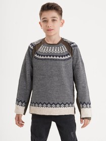 Resim Cloudy Kids Erkek Çocuk Bisiklet Yaka Penye Detaylı Triko Kazak 