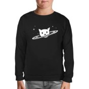 Resim Lordd T-Shirt Saturn - Kedi Siyah Çocuk Sweatshirt 