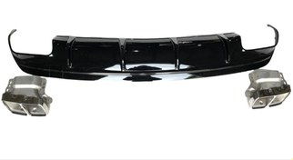 Resim Mercedes W176 12-15 A45 Uyumlu Difüzör & Egzoz Seti (Parlak Siyah) - Silver Egzoz İle (AMG PAKET İÇİN) 