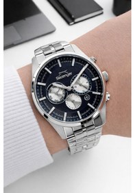 Resim Slazenger İtalyan Tasarım Bileklik Hediyeli 2 Yıl Garantili 10 Atm Çelik Erkek Kol Saat Esl.2483.02 Gümüş 