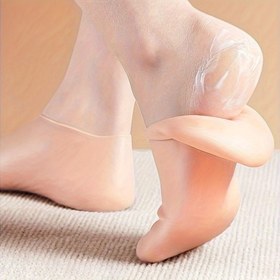 Resim 1 Çift Silikon Nemlendirici Spa Çorapları - Gece Boyu Hidrasyon için Yeniden Kullanılabilir Aloe İçerikli Jel Çoraplar, Kaymaz Topuk & Ayak Parmak Tasarımı, Kuru ve Pürüzlü Ayakları Yumuşatır Açık Bej Renk - Hipoalerjenik, Çoklu Renkler, Uniseks, Cildi Yumuşatan Ayakkabı, Uniseks Ayakkabı Malzemesi 
