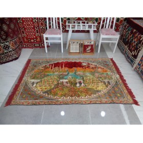Resim Çift Tavus Kuşlu Kadife Duvar Halısı, Hayvanlı Duvar Süsü 175 x 116 Cm 709 