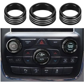 Resim Yuntech01 Dodge Durango 2014-2020 Jeep Cherokee/grand Cherokee 2014-2021 İçin Klima-volüm Kontrol Düğme Kapağı Siyah 3'lü Alüminyum Set 