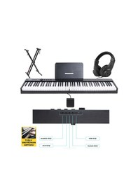 Resim Midex PLX-100BK-ST Taşınabilir Dijital Piyano Tuş Hassasiyetli 88 Tuş Bluetooth Şarjlı (STAND Sustain Kulaklık Çanta Metod) 