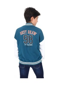 Resim Toontoy Kids Toontoy Erkek Çocuk Kolej Yaka Çıtçıt Kapama Cepli Düşük Omuz Nakış Baskılı Renk Bloklu Örme Hırka - Tk24185 Petrol Mavi 