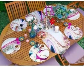 Resim RealHomes 6+1'li Renkli Mermer Motifli Supla Runner Seti 