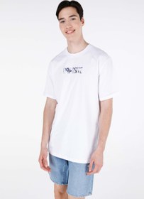 Resim Comfort Fit Yuvarlak Yaka Düz Erkek Beyaz Kısa Kol Tişört 