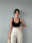 Resim LB Laluna Butik Kadın Deniz Kabuğu Detaylı Triko Büstiyer Bluz 