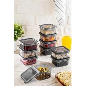 Resim Mcreative Home 10 Adet Hava Almaz Kapaklı Kare Kahvaltılık - Kahvaltı Saklama Kabı Seti 