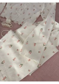 Resim Mh Moony Homewears Özel Dokulu Tuberose Pijama Takımı Ekru 