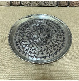 Resim Zımba Işlemeli Bakır Tepsi 28 CM 