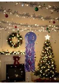 Resim 30 Cm Deniz Kızı Temalı Püsküllü Stickerlı Mor Japon Feneri Parti Dekoru Diğer 