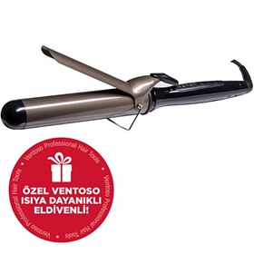 Resim Ventoso Titanyum Kaplı 38 MM Profesyonel Saç Maşası ve Isıya Dayanıklı Maşa Eldiveni 