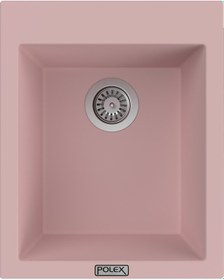 Resim Polex Cristalüx Granit Evye P-05 Pembe Tezgah Altı Ve Tezgah Üstü Kare Mutfak Evyesi 41x51 CM 