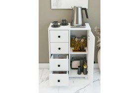 Resim Montenero Sebzelik Dolap 4 Çekmeceli Kapaklı Mutfak Banyo Düzenleyici Parlak Beyaz 60x85 Cm 