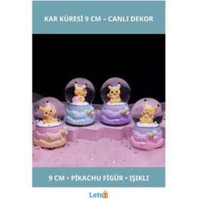 Resim Pokemon Işıklı Kar Küresi 9 Cm Pikachu Figürlü Dekoratif Ürün 1 Adet 