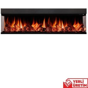 Resim Laden 180 Elektrikli Şömine - 3 Tarafı Cam Çerçeveli, Isıtıcılı, 