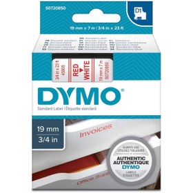 Resim Dymo S0720850 D1 Yedek Şerit, 19 Mm X 7 Metre Beyaz- Kırmızı (45805) 