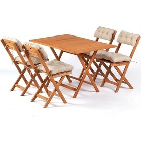 Resim 4+1 Minderli Balkon Bahçe Mutfak Bistro Set Katlanır Masa-sandalye 120x70 Ahşap 
