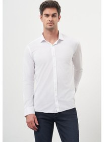 Resim Erkek Beyaz Trend Slim Fit İtalyan Yaka Gömlek 25ms004005600 Beyaz Beyaz 