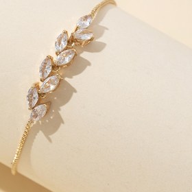 Resim Yaprak ve buğday külçeleri ile şık bir bilezik, altın kaplama ile üretilmiş, her gün giyilebilecek mükemmel bir bilezik, paslanmaz çelik bilezik, kadınlar için bilezik 