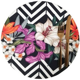 Resim Zambak Desen Amerikan Servis, Kumaş Supla Çok Renkli 