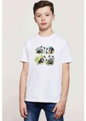 Resim Panda Baskılı Unisex Çocuk Beyaz T-Shirt (534783125) 