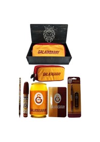 Resim Galatasaray Orjinal Lisanslı Sarı Kutu Kalemtraş Ahşap Kutulu 6'lı Kırtasiye Seti Sarı - Kırmızı 