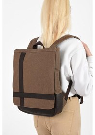 Resim Kadın Sırt Çantası 35 22 Cm Kanvas Kumaş Laptop Bölmeli Business Sırt Çantası Okul Çantası Mega Bag Vizon 