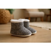 Resim Puppis Baby Desenli Kaymaz Taban %100 Yün Bebek Panduf 