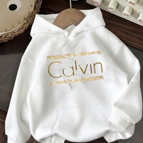Resim Kadınlar için Rahat Mektup Baskılı Kapüşonlu Sweatshirt - "Calvin" Altın Parıltılı Tasarım, Bol Kesim, Uzun Kollu, Bağcıklı Kapüşon, Açık Gri, Bahar/Yaz/Sonbahar için Mükemmel, Sonbahar Rahat Giyim | Parıltılı Mektup Baskısı | Bağcıklı Kapüşonlu Sweatshirt 