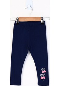 Resim Toontoy Kız Bebek Paçası Nakışlı Tayt Lacivert 