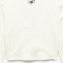 Resim Koton Kruvaze V Yaka Uzun Kollu Crop Spor Tişört Ekru 5sak10276nk Ekru 