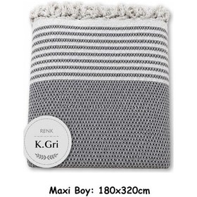 Resim Pamuklu Kaymaz Hasır Dokuma Maxi Boy Kolları Örten Koltuk Örtüsü 180x310 - Koyu Gri 