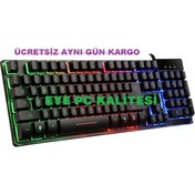 Resim Led Işıklı Oyuncu Klavye Gökkuşağı Renkleri Versatile Ubs Kablol 