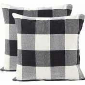 Resim Cushion Cover Geometric Lattice Pillow Cover for Sofa Home Living Room Bedroom Home Decor,45x45cm,Set of 2 Pieces(Black SZRH 