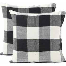 Resim Cushion Cover Geometric Lattice Pillow Cover for Sofa Home Living Room Bedroom Home Decor,45x45cm,Set of 2 Pieces(Black SZRH 