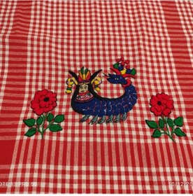 Resim Uretti - Pınar 6788 9651 El Yapımı 2' Li Şahmaran İşlemeli Nakışlı Koton Kurulama Bezleri Kırmızı 