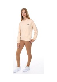 Resim Toontoy Kids Toontoy Kız Çocuk 2'li Takım Baskılı Kapüşonlu Düşük Omuz Sweatshirt & Basic Düz Tayt Bej 