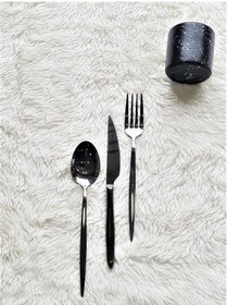 Resim Hira Istanbul Siyah Titanyum 18 Parça Kaşık Çatal Bıçak Takımı Siyah 