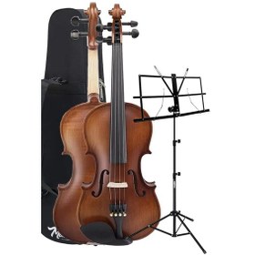 Resim Midex LMA-644-NTYS Profesyonel Keman 4/4 Tam Boy (Nota Sehpası Yastık Tuner Yedek Tel Çanta Yay Reçine Metod) 