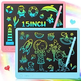 Resim Zhehao 2 Adet LCD Yazı Tableti 15 inç Renkli Ekran Çizim Pedi Silinebilir Yeniden Kullanılabilir Elektronik Çocuk Çizim Tablet Çocuk Çizim Tablet 3+ Yaş Kız Erkek Çocuk için Hediye 