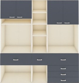 Resim Hyperion Dolap 11 Raflı 6 Çekmeceli 4 Kapaklı 220x44x243 Aytaşı-antrasit/antrasit Antrasıt/antrasıt 