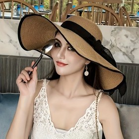 Resim Kadınlar için Yaz Dış Mekan Hasır Şapka - Renda Kurdeleli Büyük Kenar Plaj Şapkası, Katlanabilir, Hafif ve Taşınabilir, Tatil ve Dış Mekan Aktiviteleri için İdeal, Tatil Aksesuarı | Şık Şapka | Hafif Şapka 