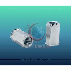 Resim Krom Türksan -Altıköşe Sıfır Kafa Perçin Somun Çelik M8 