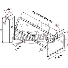 Resim 50 Adet 15 Cm Etiketli Tel Pano Kancası - Koruma Kauçuklu - Ekstra Güçlü - Raf Askısı - Raf Kancası Krom 