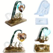 Resim 1 set Büyük Kalp Ekran Reçine Silikon Döküm Kalıbı, Ev Dekorasyonu Düğün Süsü Mezuniyet Hatırası için DIY Fotoğraf Kalp Şekilli Silikon Kalıp 